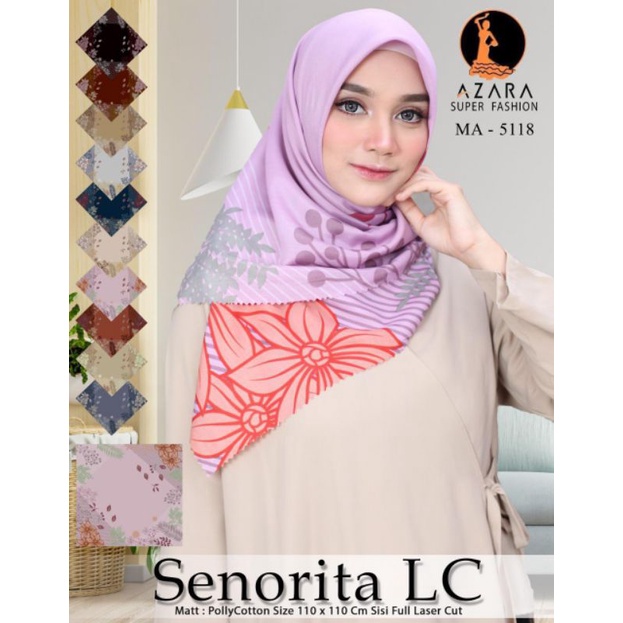 (original Azara) segi empat SENORITA MOTIF LC •• hijab segi empat Motif-1