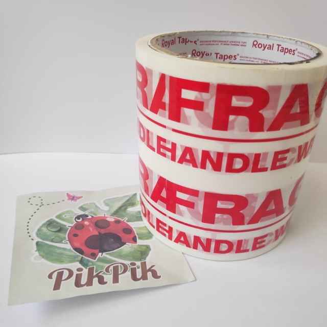 

LAKBAN isolasi tape fragile MURAH 4 inch (96 mm) x 40 yard merk Royal Tapes