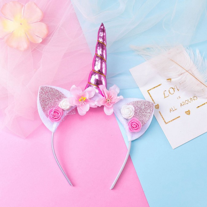 Bando Unicorn Bunga Untuk Pesta Tuan Putri Anak Perempuan Cantik Lucu Telinga Kucing Pegasus