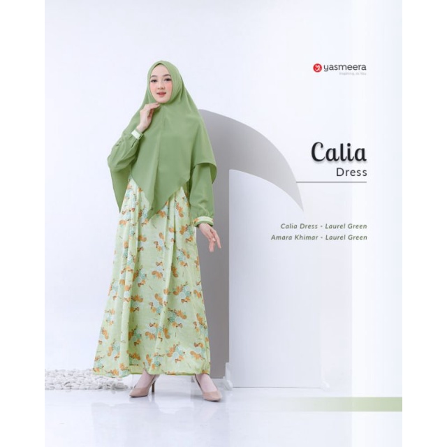YASMEERA gamis syari calia dress wollycrepe printing