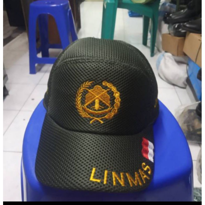 Topi Linmas/ Topi Linmas Jaring/ Topi Warna Hijau/ Topi Linmas Warna Hitam