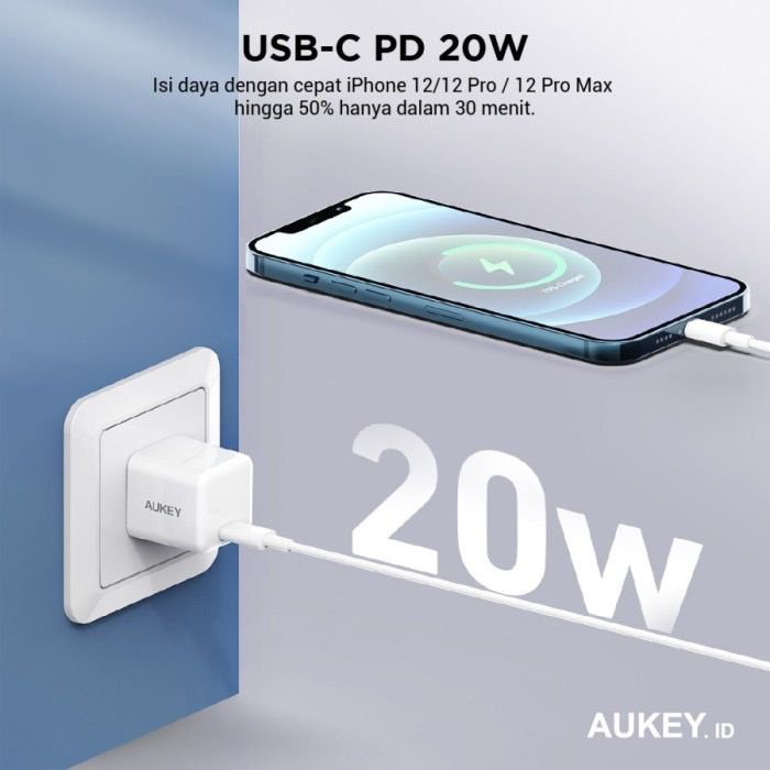 Aukey Adapter Minima Type C 20W PD - 500901 / 500891 / 501681 - PA-F5 - Garansi Resmi 2 Tahun