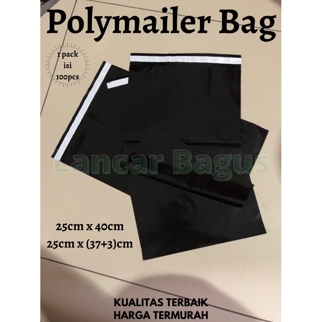 

POLYMAILER HITAM GLOSSY 25x40 Plastik Amplop