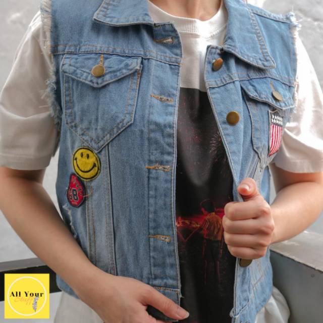 JAKET VEST DENIM | PAKAIAN WANITA | ATASAN WANITA | JAKET THRIFT