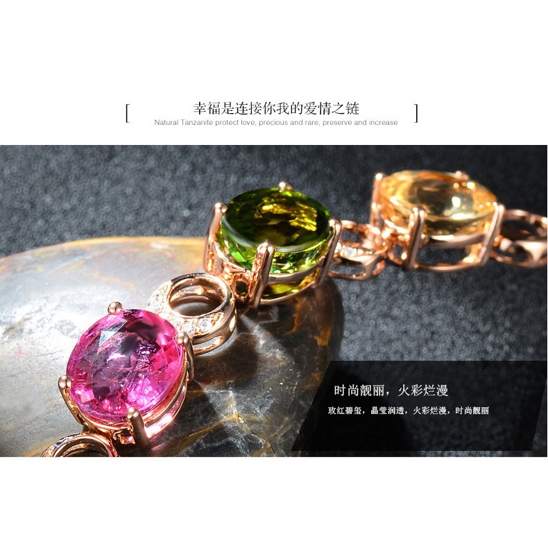 Gelang Zircon Warna-Warni Bahan Stainless Steel Lapis Emas Untuk Wanita