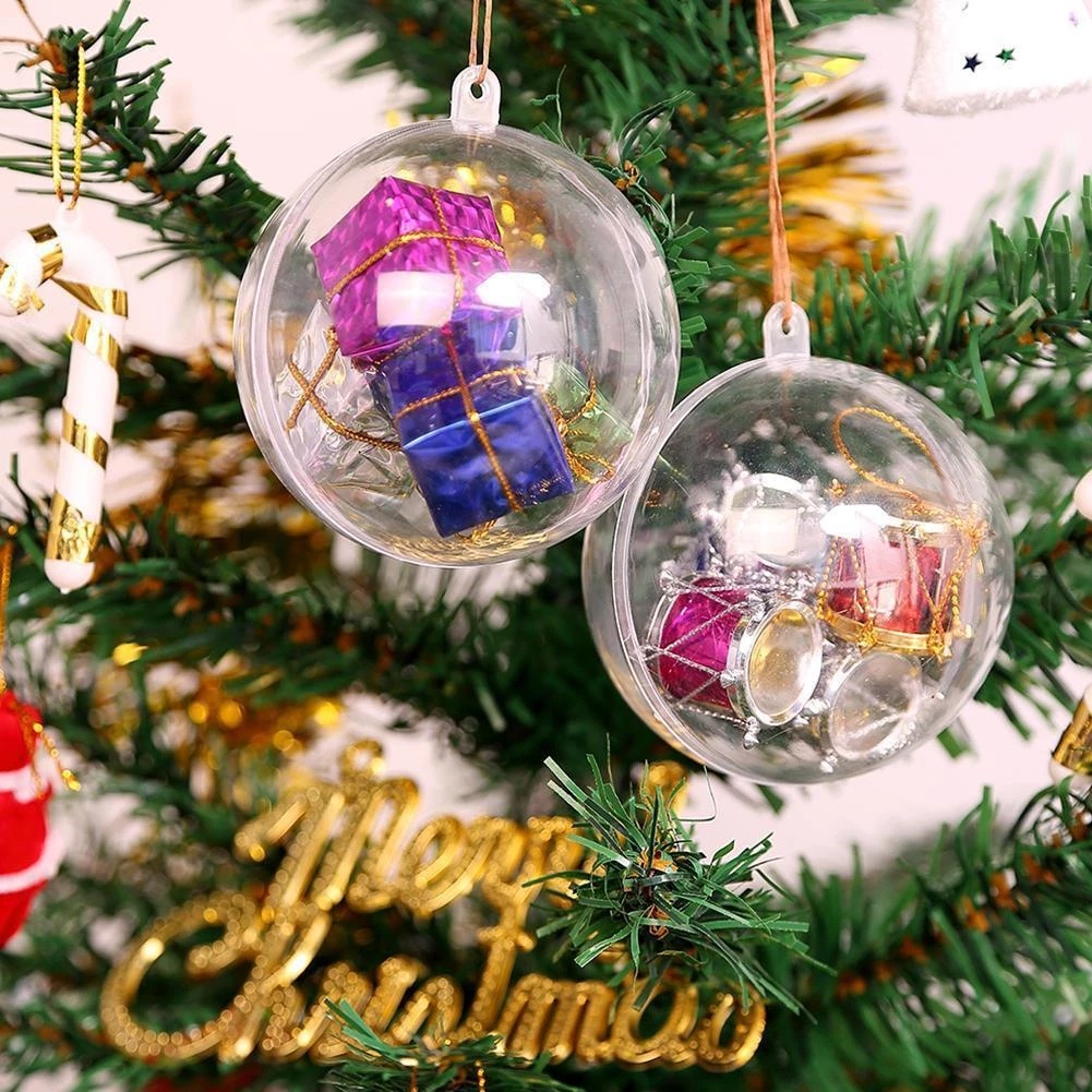 1 Pc 6 Sizes Clear Plastic Refillable Ball Christmas Party Pendant Decoration Products for Christmas Tree