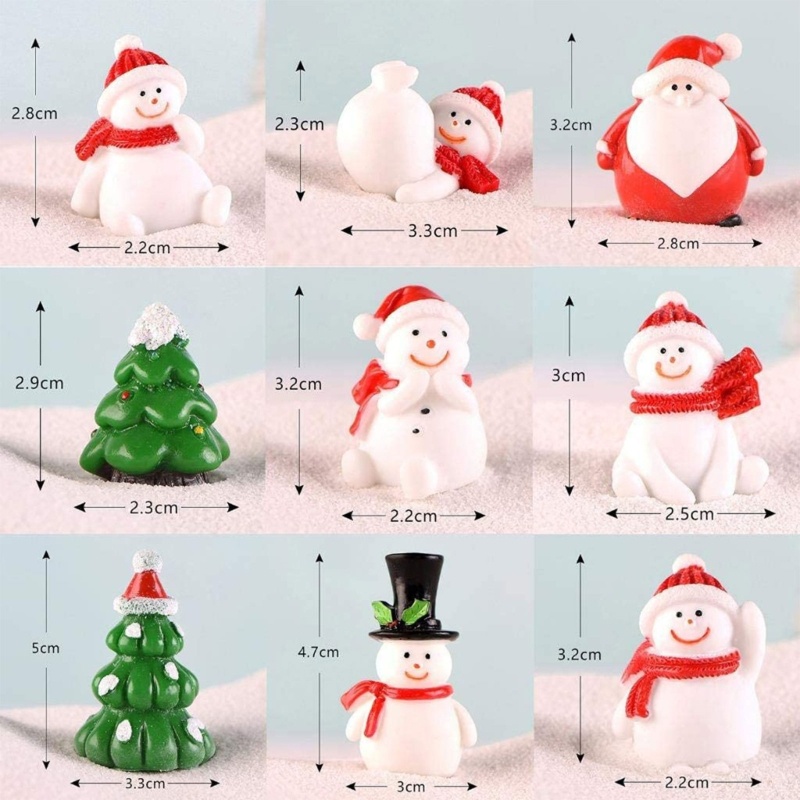 Zzz 24pcs / Set Miniatur Snowman / Rusa Natal Bahan Resin Untuk Dekorasi Taman Mini / Rumah Boneka DIY