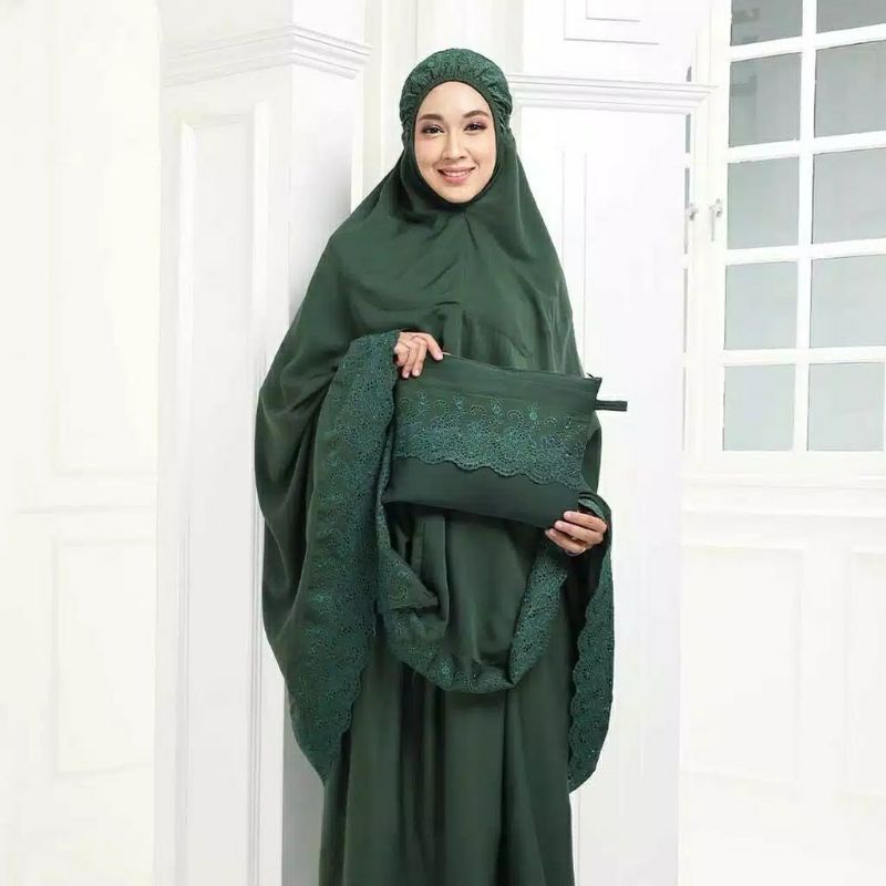 Mukena Dewasa Katun Premium Khodijah Bordir Free Tas