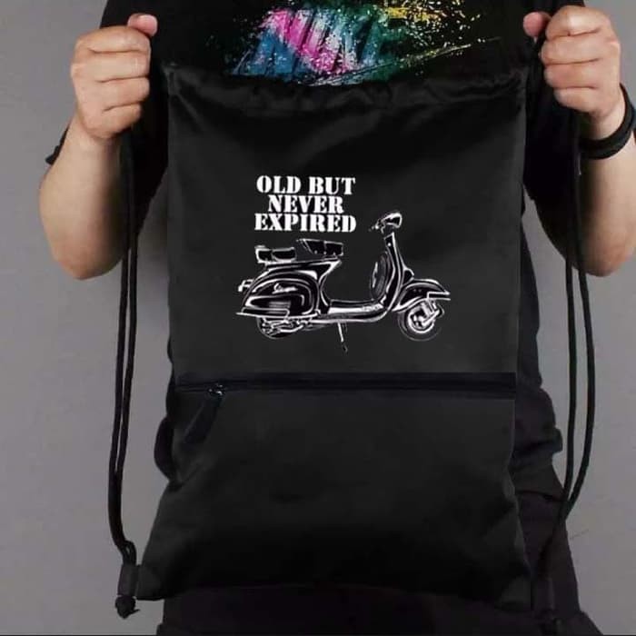 Tas Ransel Serut Drawstring Resleting Gymsack Gambar Vespa / Futsal