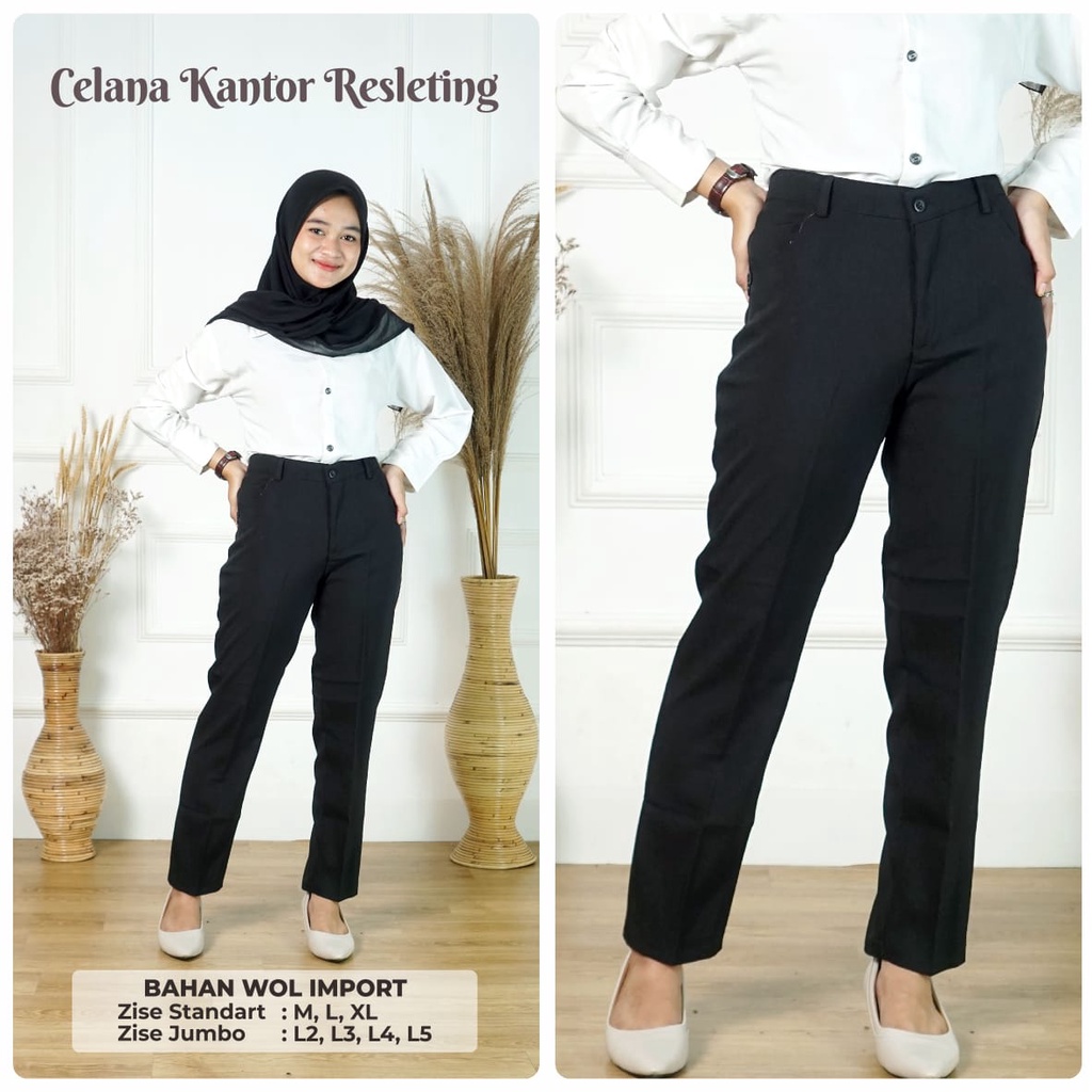 Celana kerja Wanita Kantor Formal bahan dasar kain import ukuran S-5XL