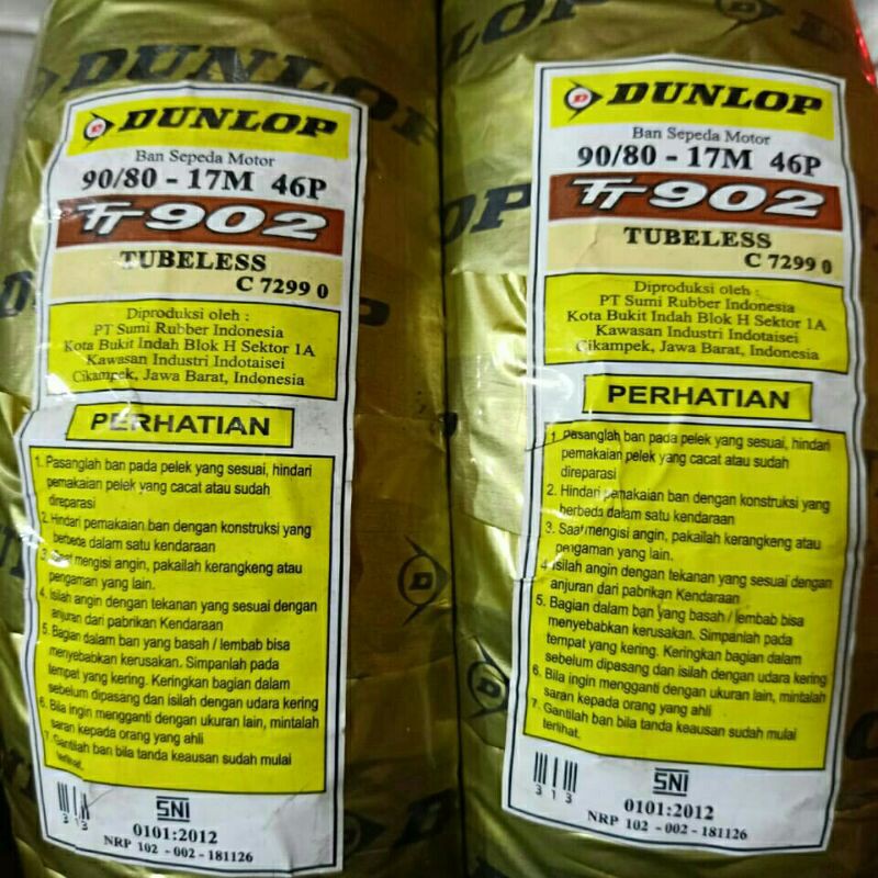 Ban DUNLOP 90/80-17M 46P Tubeless