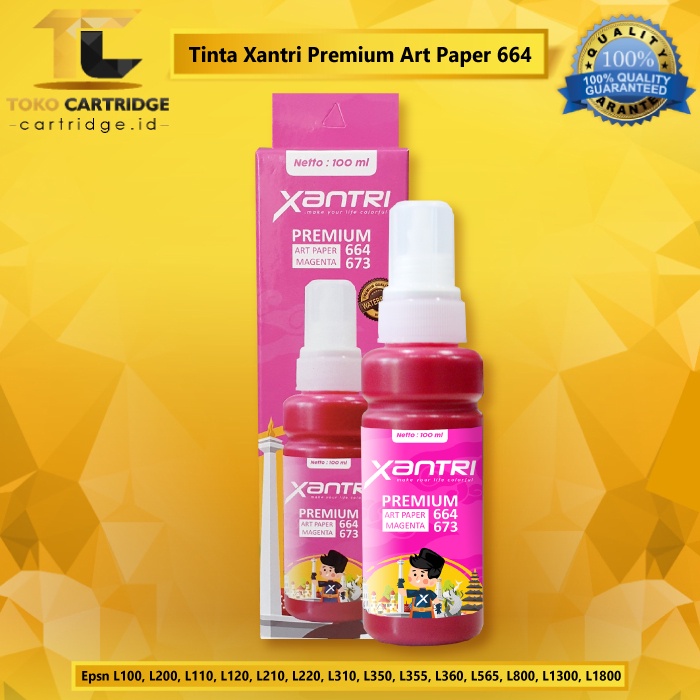 Tinta Xantri Premium Art Paper Epson 664 100ml, Printer Epson L100 L200 L110 L120 L210 L220 L310 L350 L355 L360 L365