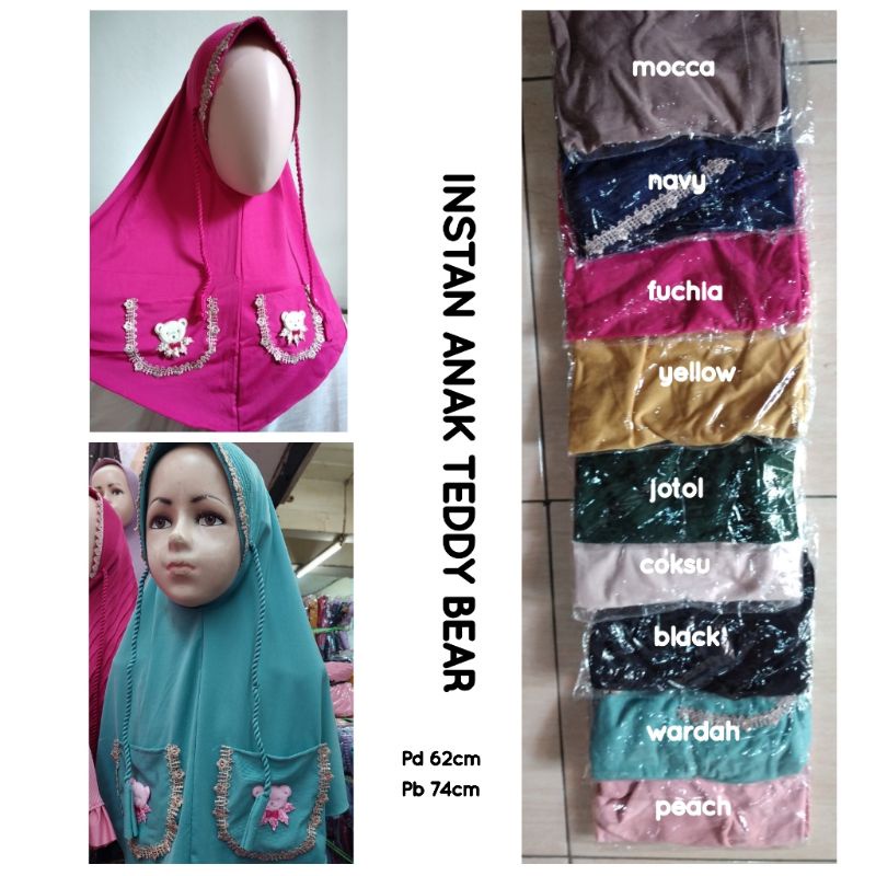 JILBAB INSTAN ANAK KANTONG SAKU BEAR TALI TAMBANG