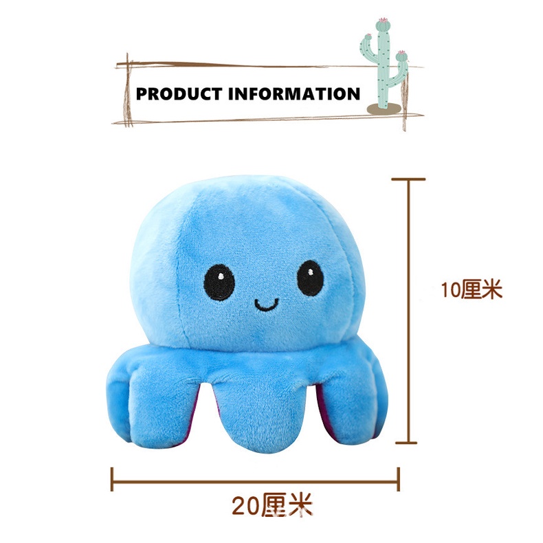 Boneka TikTok Reversible Octopus Cumi Gurita Warna Bolak Balik Soft Yelvo-Won