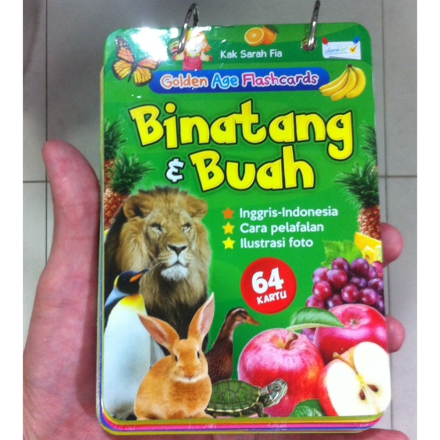 Flash Cards Binatang dan Buah/Smart Card/Kartu Pintar bayi