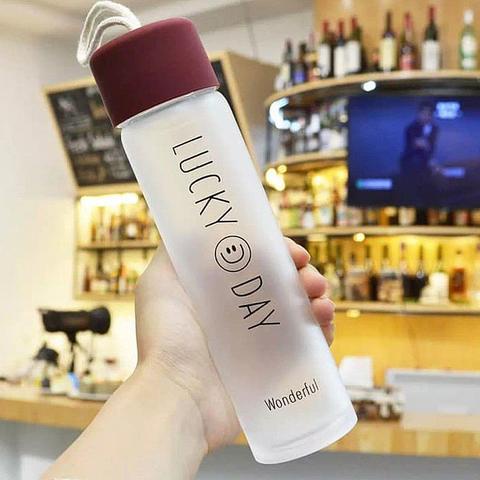 Botol Minum Smile Lucky Day My Bottle Air Tumblr Kaca 350ML [import]