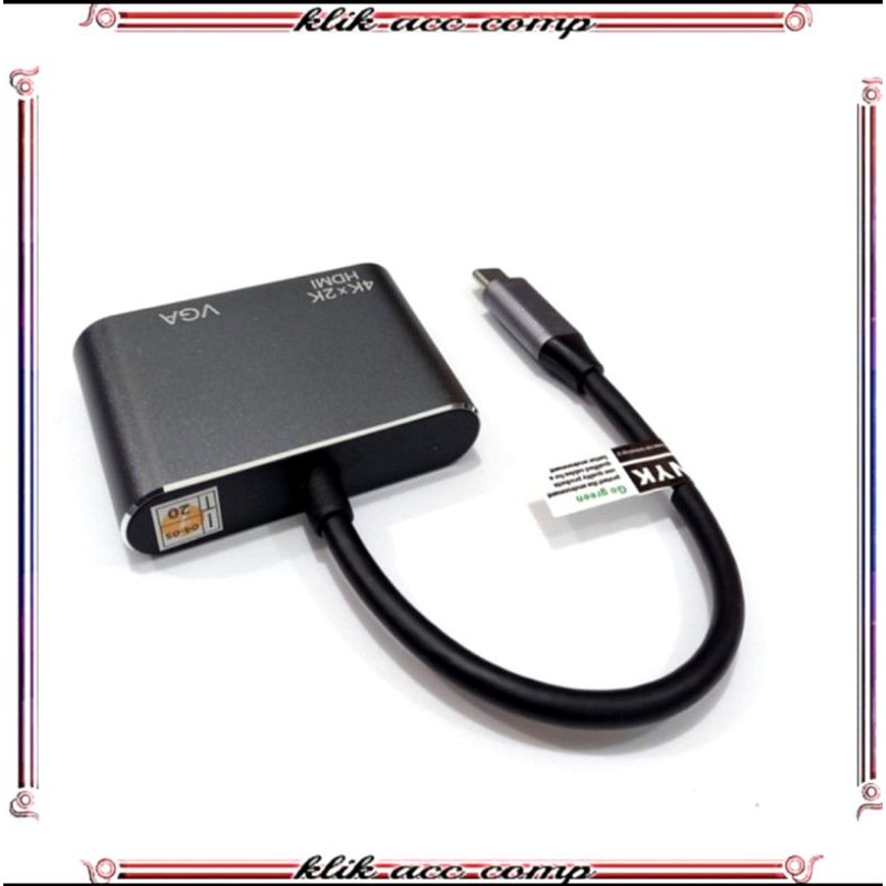 USB TYPE C To HDMI &amp; VGA Adapter 2IN1 Support 4K Type c to hdmi vga