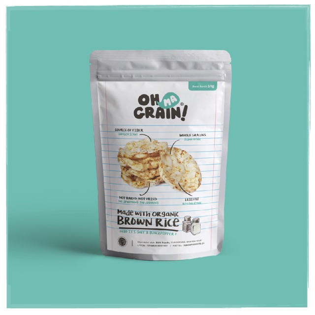 Ohmagrain! Popped Rice Crackers - Salt &amp; Blackpepper (50g)