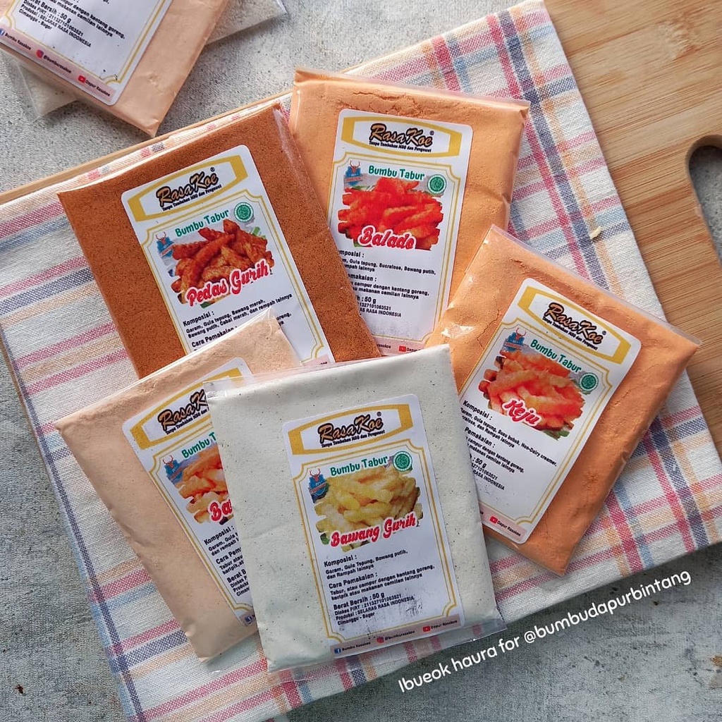 

Bumbu Tabur Murah Non MSG 50gr Rasakoe Halal MUI bisa COD bumbudapurbintang