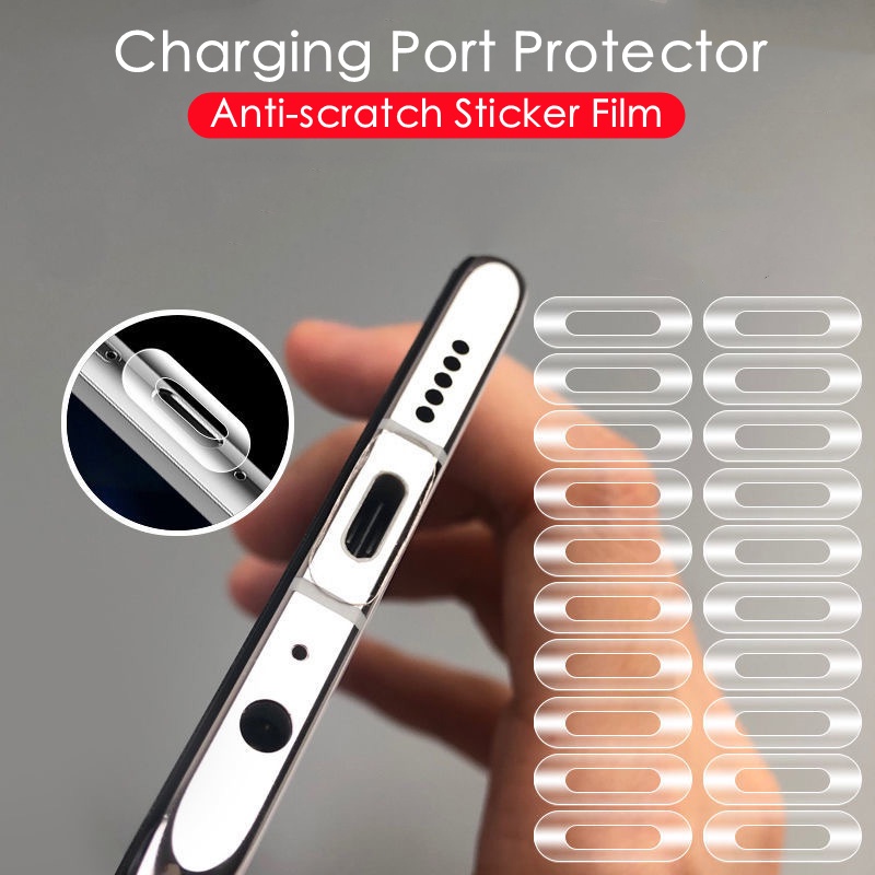 10pcs Stiker Film Pelindung Port Charger Usb Tipe C Universal Untuk iPhone