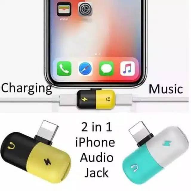 2 In 1 Adapter Spliter Charger Headphone Musik Dual Lightning Untuk Iphone 6 7 8 X Capsule Shopee Indonesia