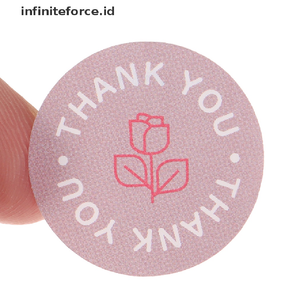 Infiniteforce.id 500pcs / Set Stiker Label Motif Bunga Tulisan Thank You Untuk Scrapbook / Hadiah