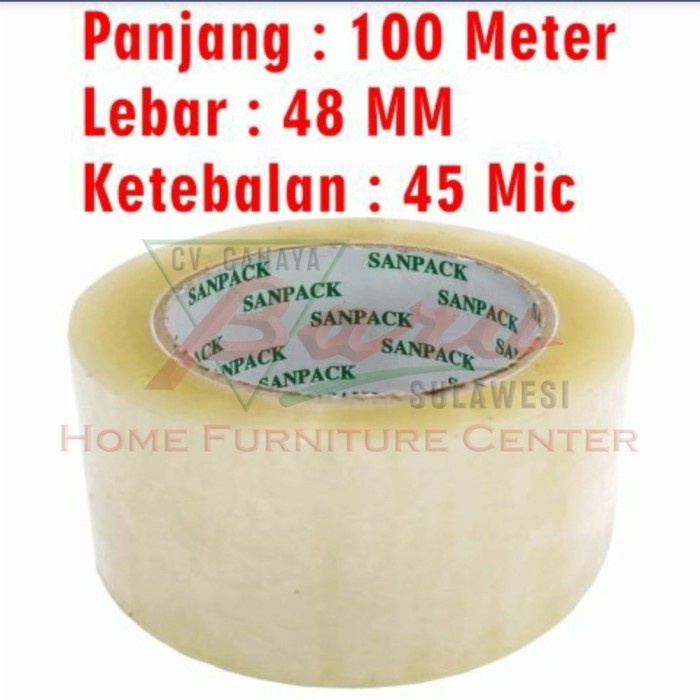 

Lakban Bening Sanpack 48mm (2 inci) x 109 yard (100 meter) x 45 Mic