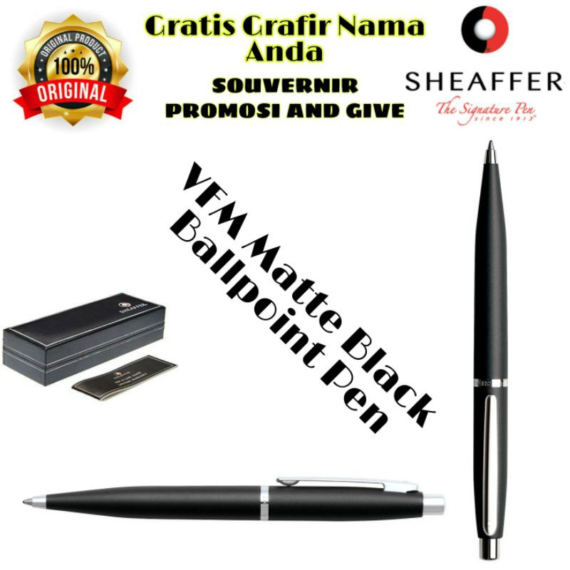

PULPEN SHEAFFER VFM MATTE BLACK BALLPOINT PEN ORIGINAL GRATIS GRAFIR NAMA ANDA