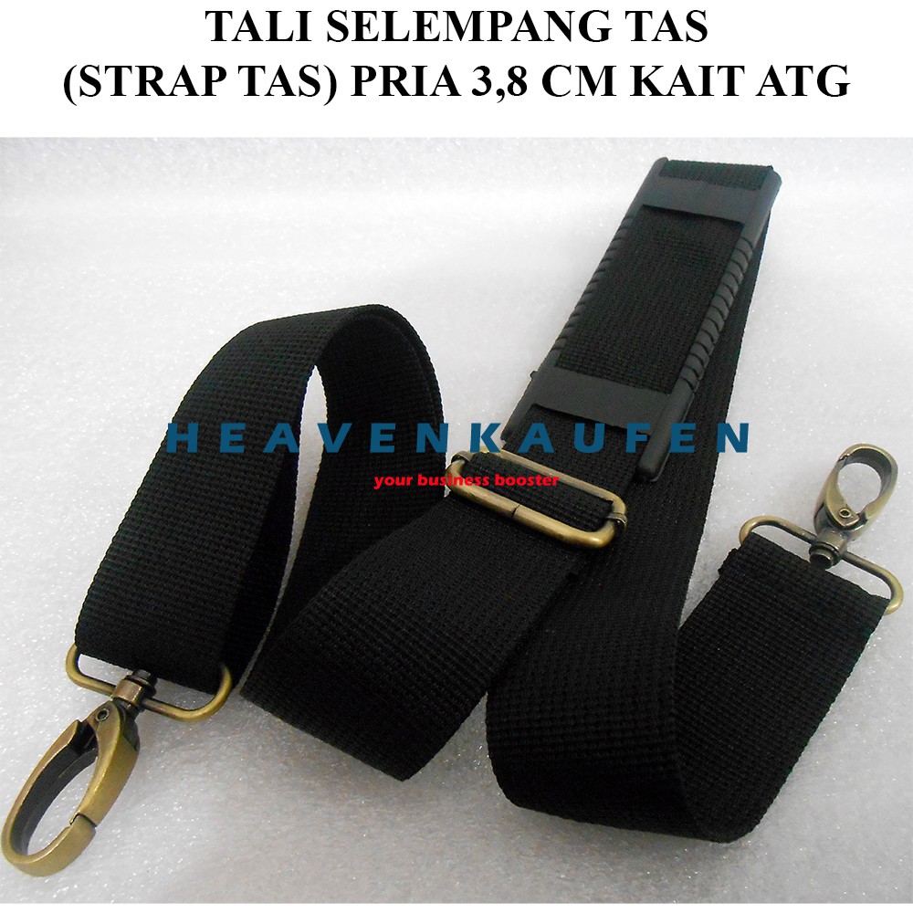 Tali Selempang Slempang Selempangan Tas / Strap Tas Pria Hitam Lebar 3,8 cm Kait Besi ATG Bakar