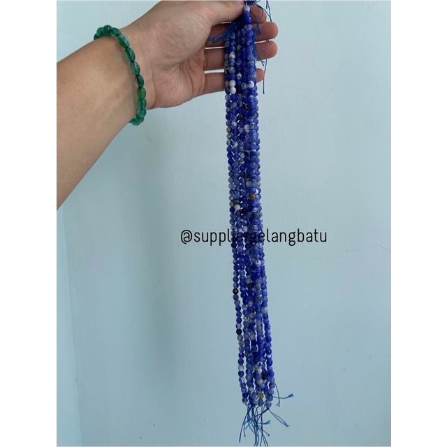 Batu sodalite serat FACET 6mm CUTTING biru putih bahan premium