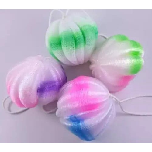 Spon Mandi Bulat / Spon Bawang Rainbow Bahan Tebal Lembut / Bath Sponge Shower Puff