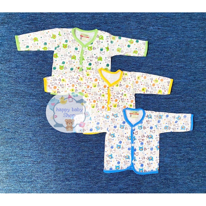 3PCS Baju bayi tangan panjang Saffenda Bis katun SNI | grosir baju bayi tangan panjang