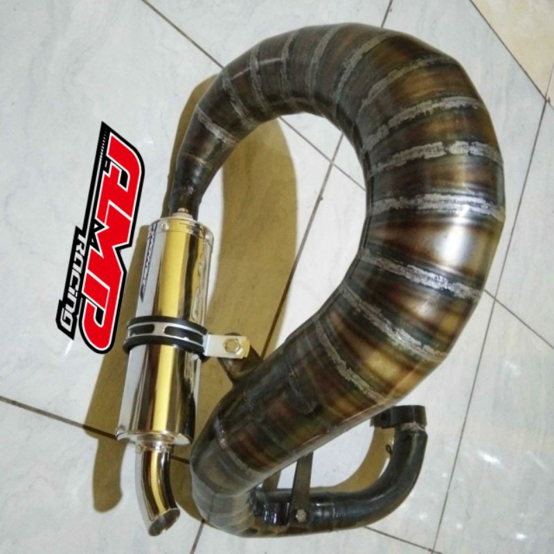 Knalpot Vespa Lobster plat karat slincer Chrome PX / super / Exel 150cc - original AMP RACING