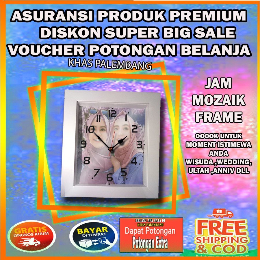 Kartun 10r + Jam ( Gift Souveniir Hiasan Dinding Cetak Foto Wedding Ulang Tahun Anniversary Anak Dll