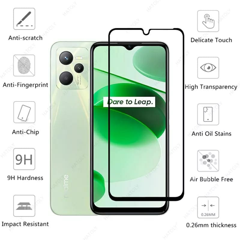 2IN1 TEMPERED GLASS REALME C33 C31 C35 C55 10 NARZO 50A PRIME TG LAYAR ANTIGORES KACA FULL COVER