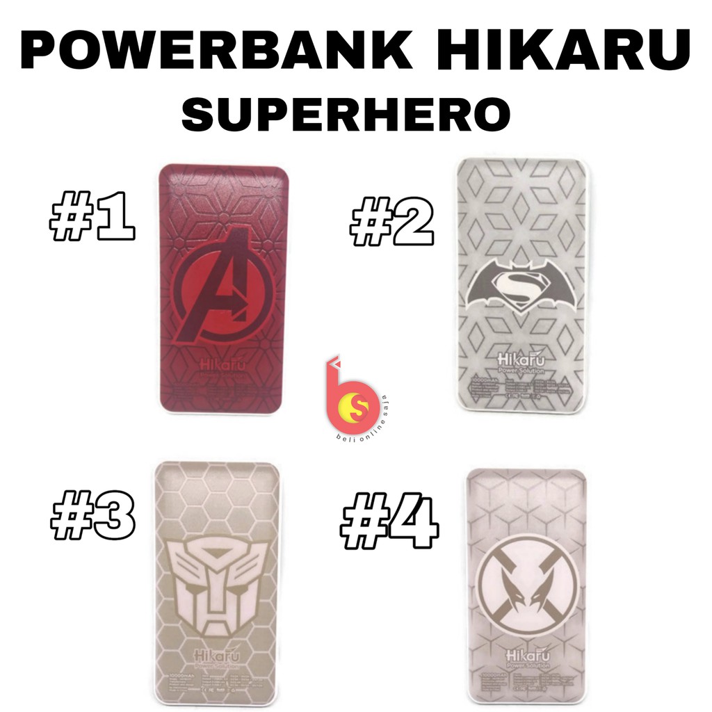 POWERBANK HIKARU SUPERHERO 10000mAh GARANSI RESMI