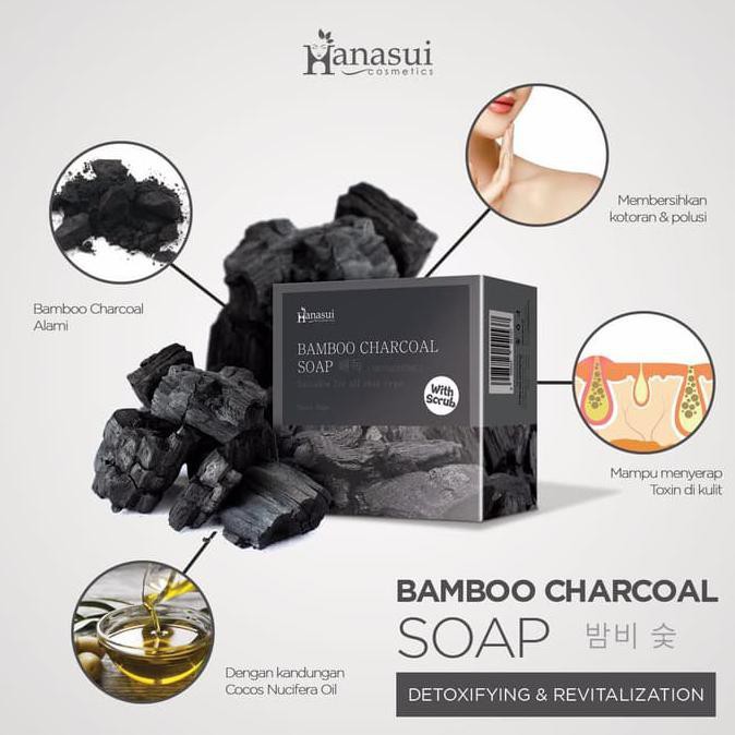 [ HANASUI ] BAMBOO CHARCOAL soap with Scrub ~ SABUN ARANG BPOM