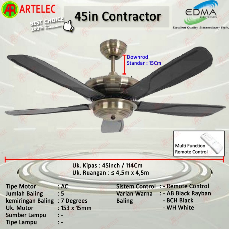 Kipas Angin Gantung MT EDMA 45in CONTRACTOR Kipas Angin Plafon mt Edma