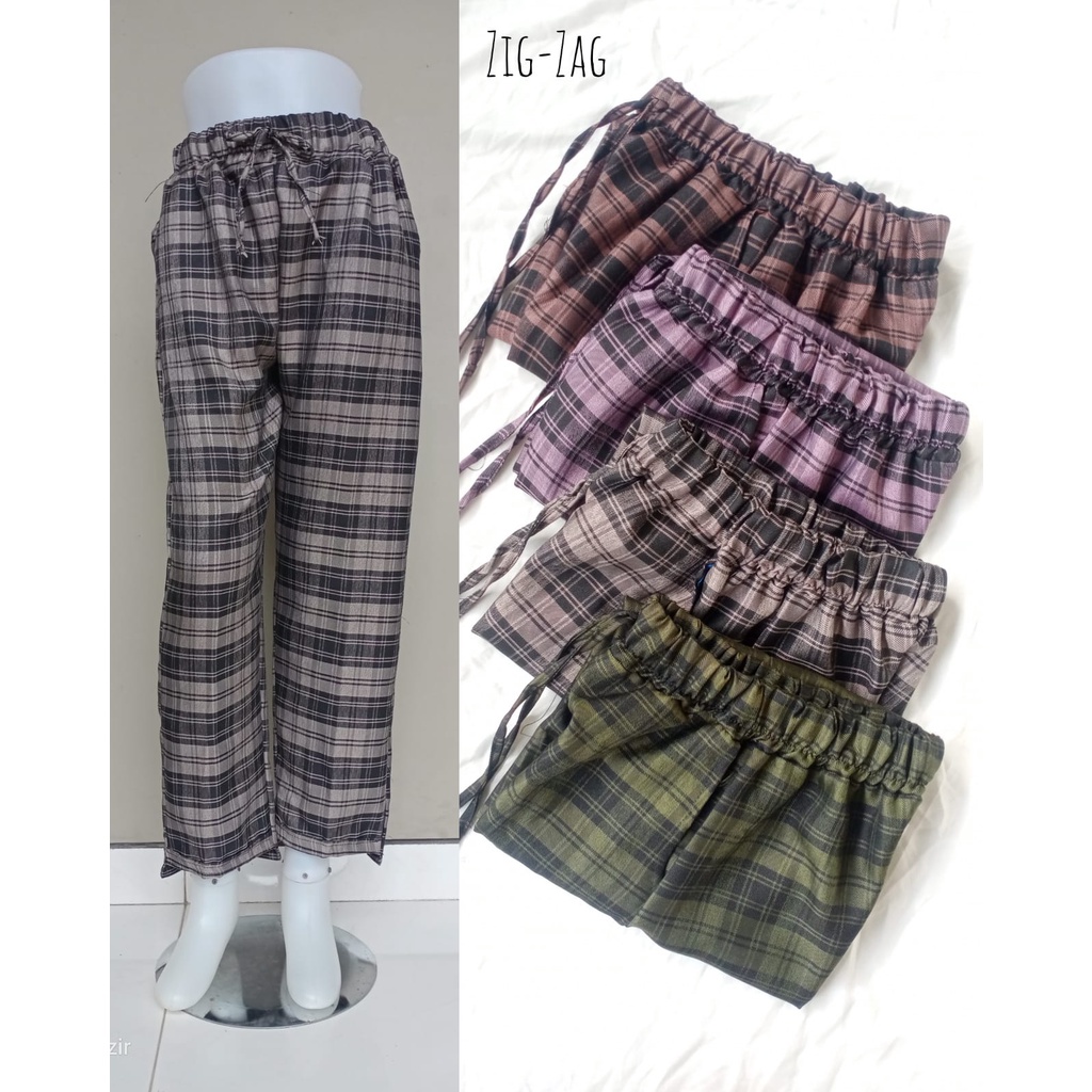 Celana tartan motif kotak/ Celana wanita kotak kotak/ Baggy pant kotak /celana wanita