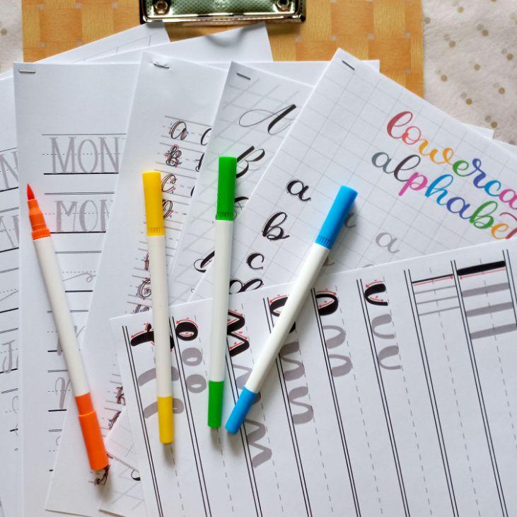 

[PRODUK 6CAMY] 35pcs Paket Belajar Calligraphy Hand Lettering Kit - Practice Worksheet Free Brush Pen // Dimino CJW
