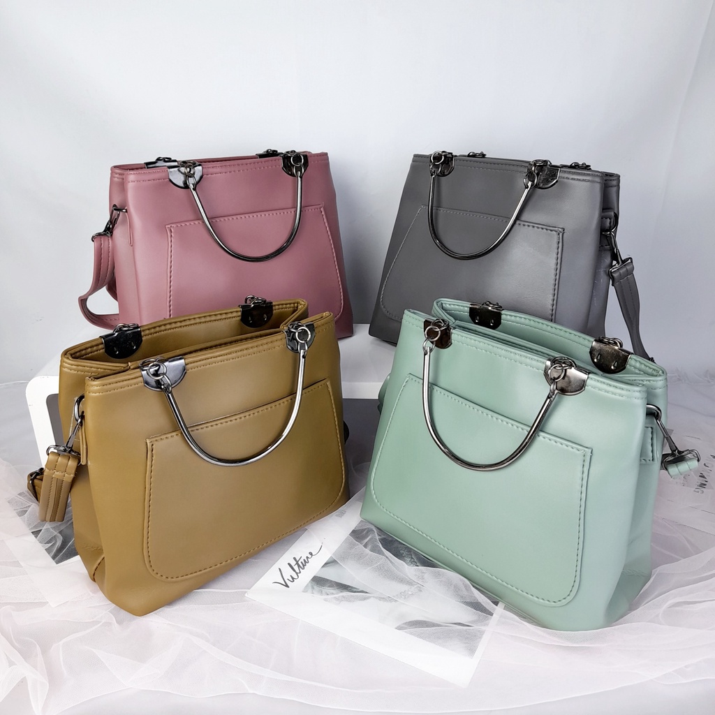 Tas Selempang Wanita Tenteng Kulit Leather Casual Polos Premium Lokal  KT038 KT039 KT040