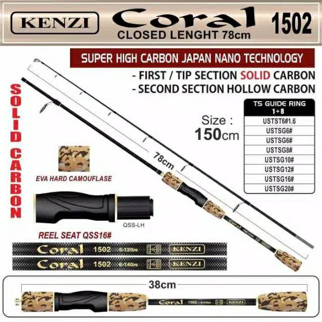 Joran pancing carbon padat kenzi coral 150 murah laris semarang