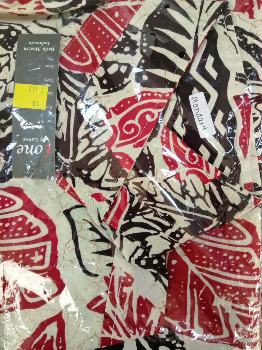 Kemeja 113 Vd# Kemeja Batik Pria Warna Merah Motif Daun Bahan Katun Stretchy