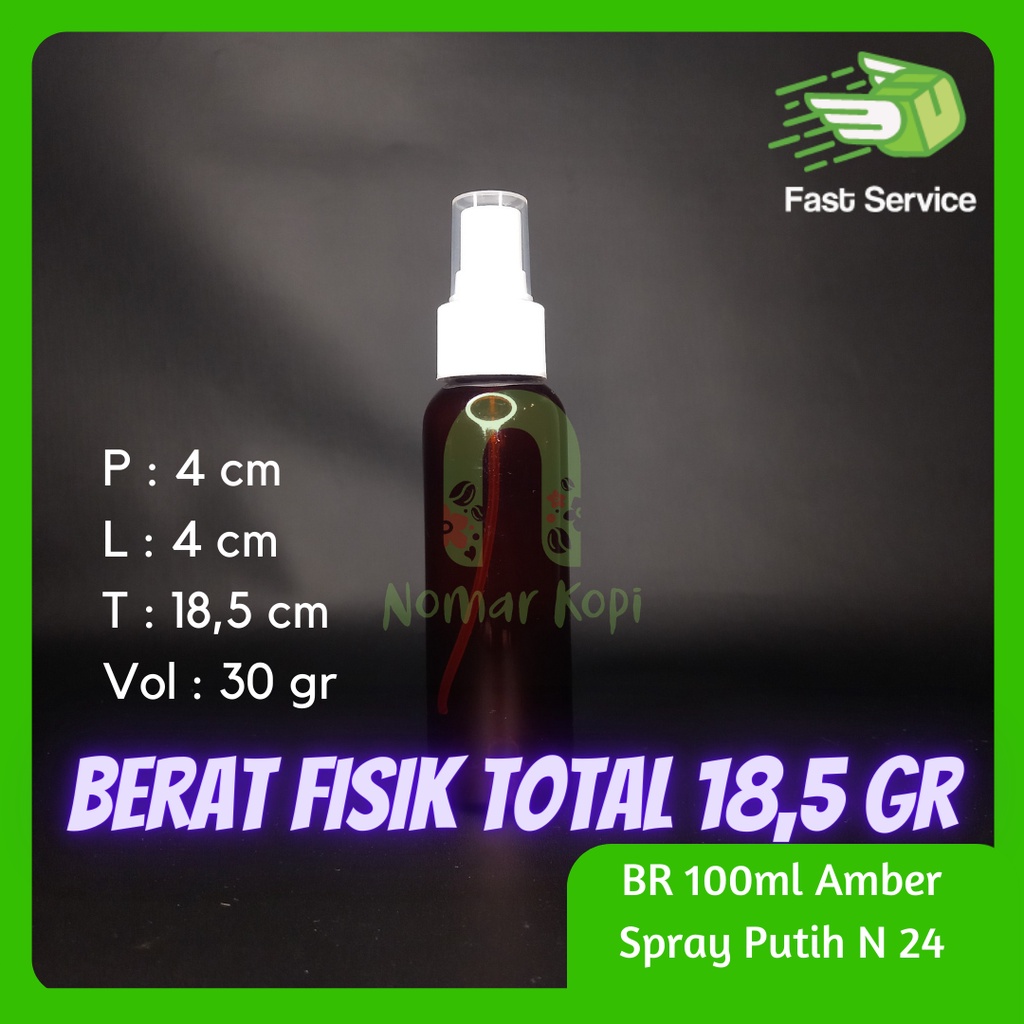 Botol 100ml BR Amber Spray PET Tebal Santizer Grosir
