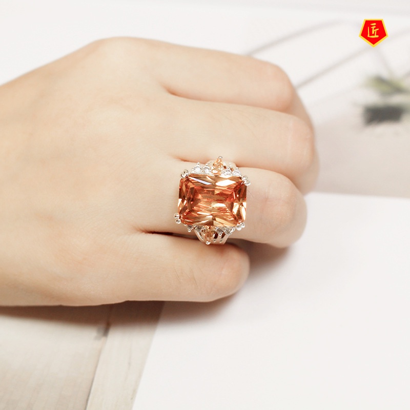 [Ready Stock]Exotic Colored Gemstone Ring Simple and Stylish