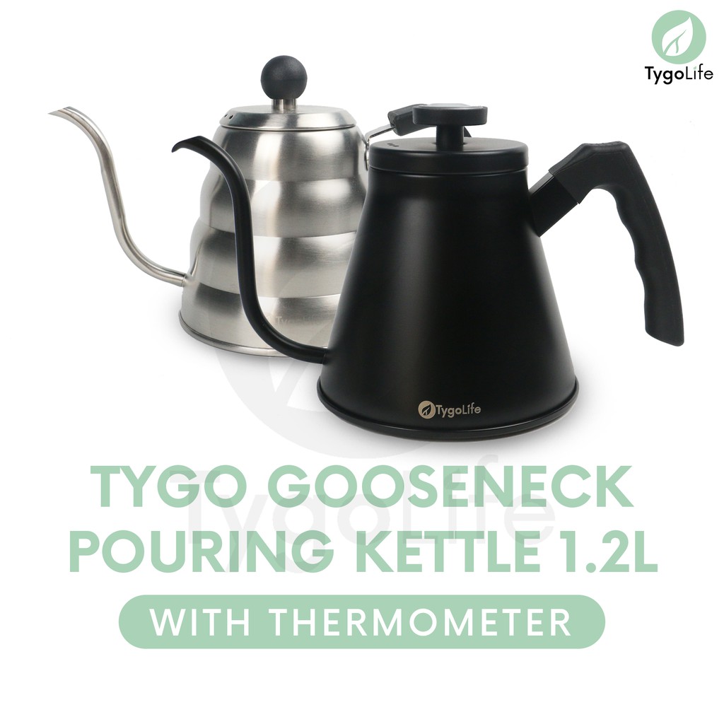 GOOSENECK KETTLE THERMOMETER TYGOLIFE 1.2L TEKO LEHER ANGSA V60 DRIP COFFEE