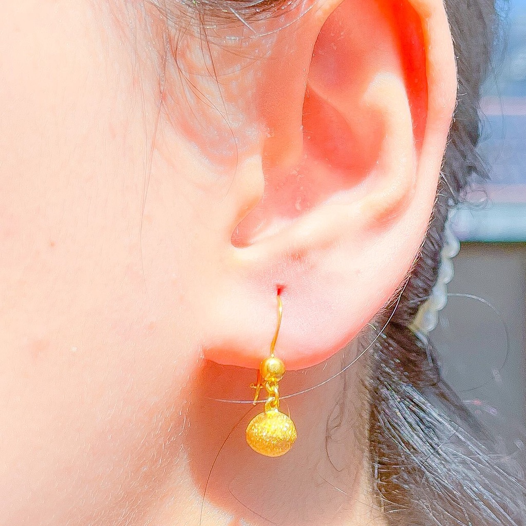 Anting tusuk anak dan dewasa emas asli kadar 700 70 16k desi gantung boba stud paku cucuk duduk bola doff kilat shining like moon ringan 1 satu gram gr g gold