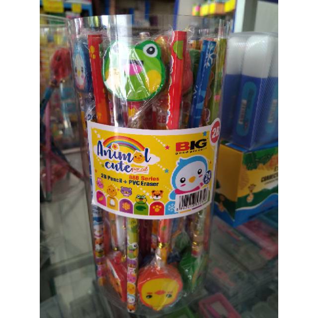 

ISI 24 PCS PENSIL PENGHAPUS MOTIF BONEKA MERK BIG/ ALAT TULIS KANTOR/ SOUVENIR ULANG TAHUN