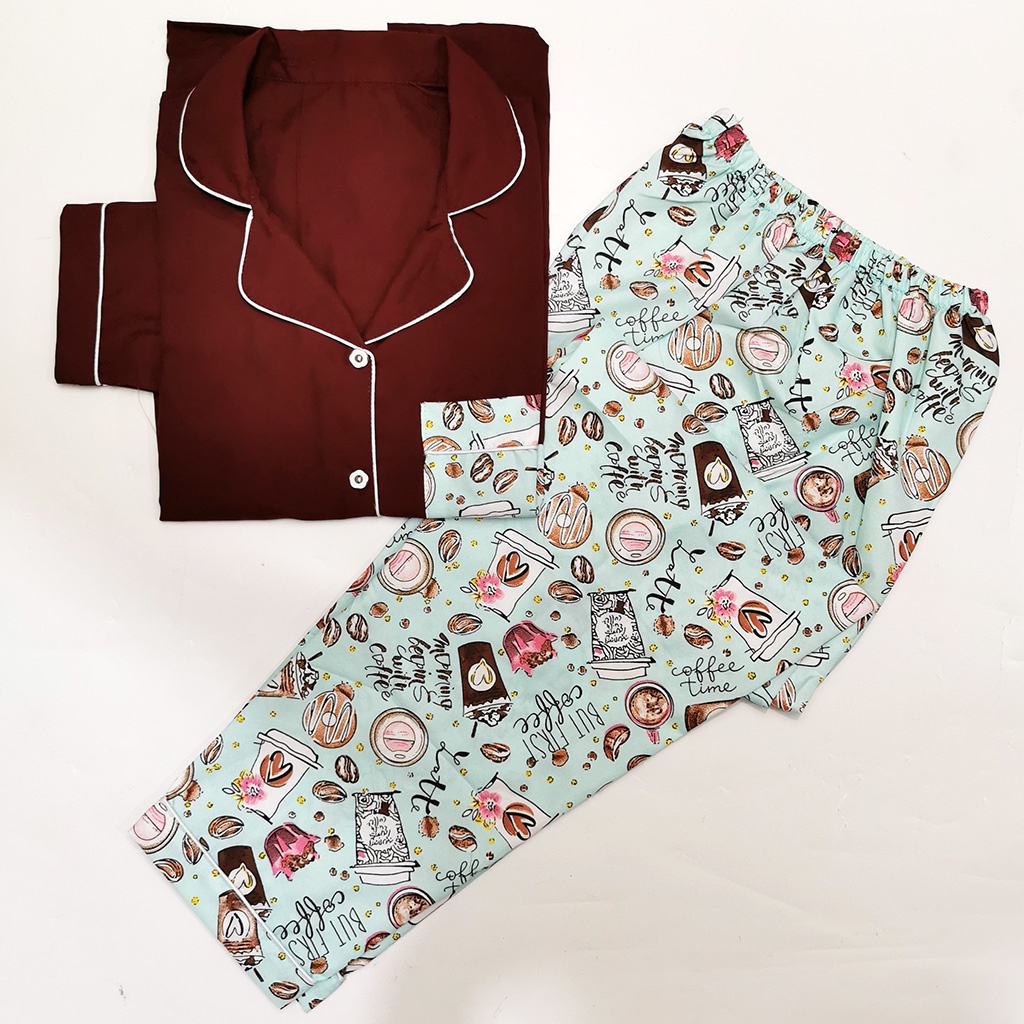 Stelan Baju Tidur Piyama Dewasa Lengan Panjang All Size Motif Lumina-PPL JCO TOSCA COMBI