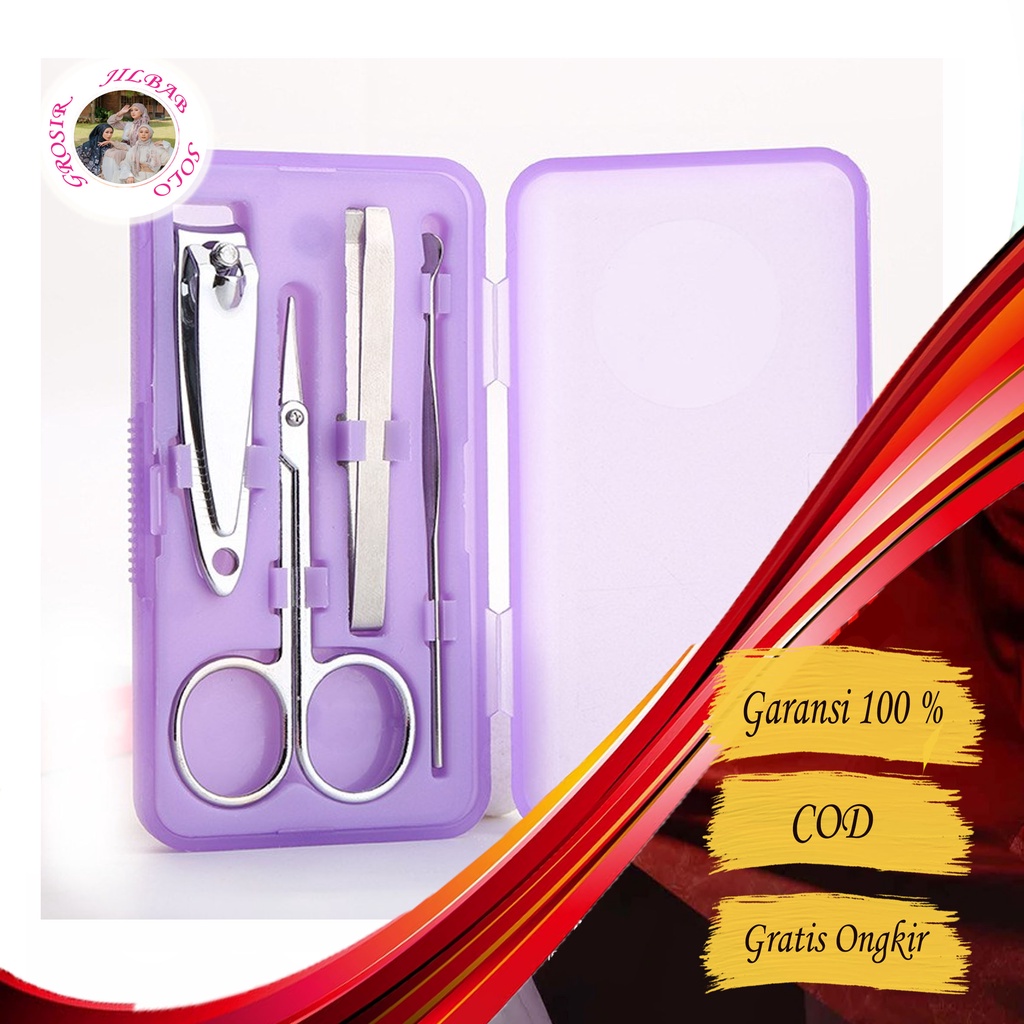 Set Gunting Kuku 4 in 1 - AC 84 - alat peralatan menicure manicure pedicure souvenir meni pedi potong gunting perawatan jepit kuku set kikir kuku Pembersih telinga Pinset Gunting kecil kaca miring besar nail art